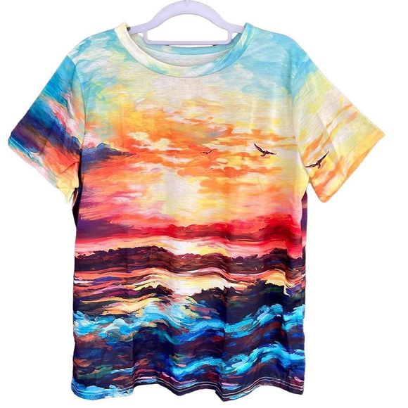 New Women's Sunshine Print Short Sleeve Crew Neck Pullover T-Shirt Size XXL - Picture 10 of 10